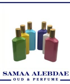 علب قزاز عطور فارغة لف متعدد الالوان غطاء ذهبي100مل